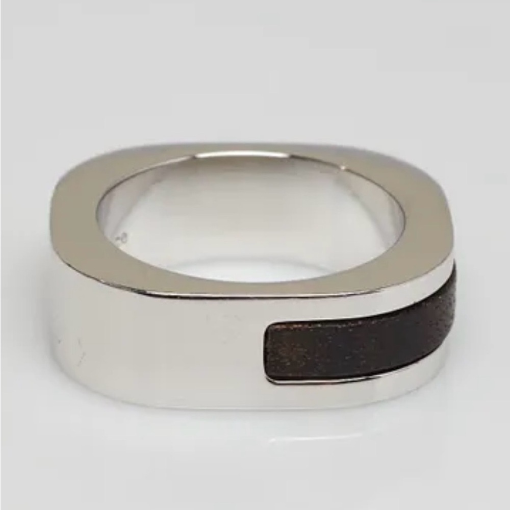 Louis Vuitton Silver and Wood Inlay Men's Ring - Picture 3 of 5